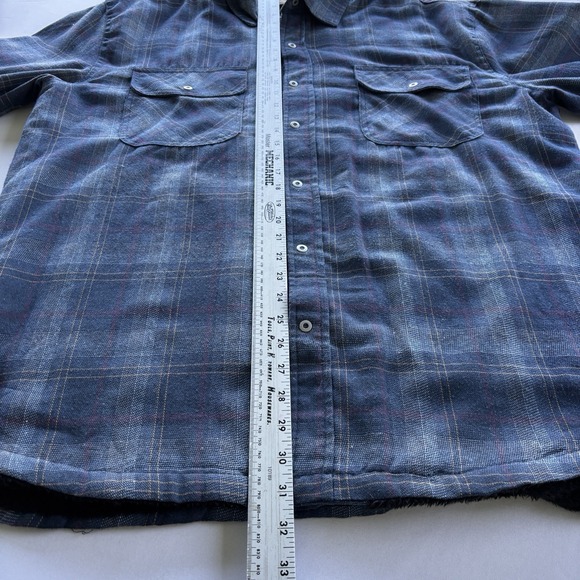 Stillwater Supply Co Sherpa Lined Flannel Shirt Jacket‎ XL Blue Plaid Snap Front - Picture 8 of 12